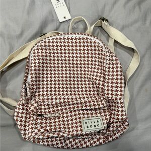 NWT Billabong Brown and White Houndstooth Backpack